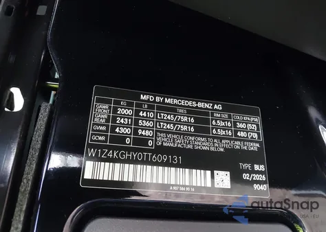 2026 Mercedes-Benz Sprinter 2500 High Roof 4-Cyl Diesel z USA, uszkodzony, nr VIN W1Z4KGHY0TT609131